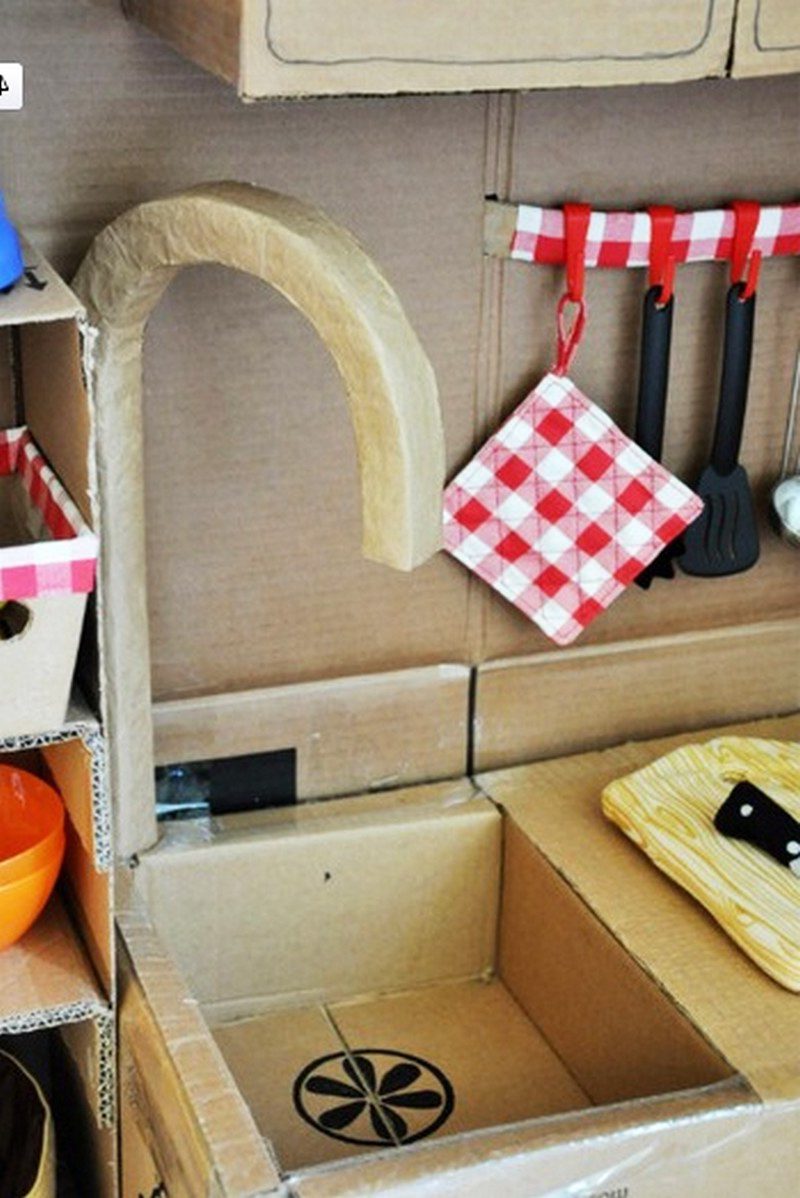 Kreative ideen aus karton: kinderküche selber bauen anleitung ... Küche selber bauen