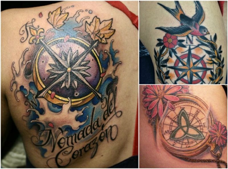 Tattoo Kompass symbolische Bedeutung 20 moderne Designs