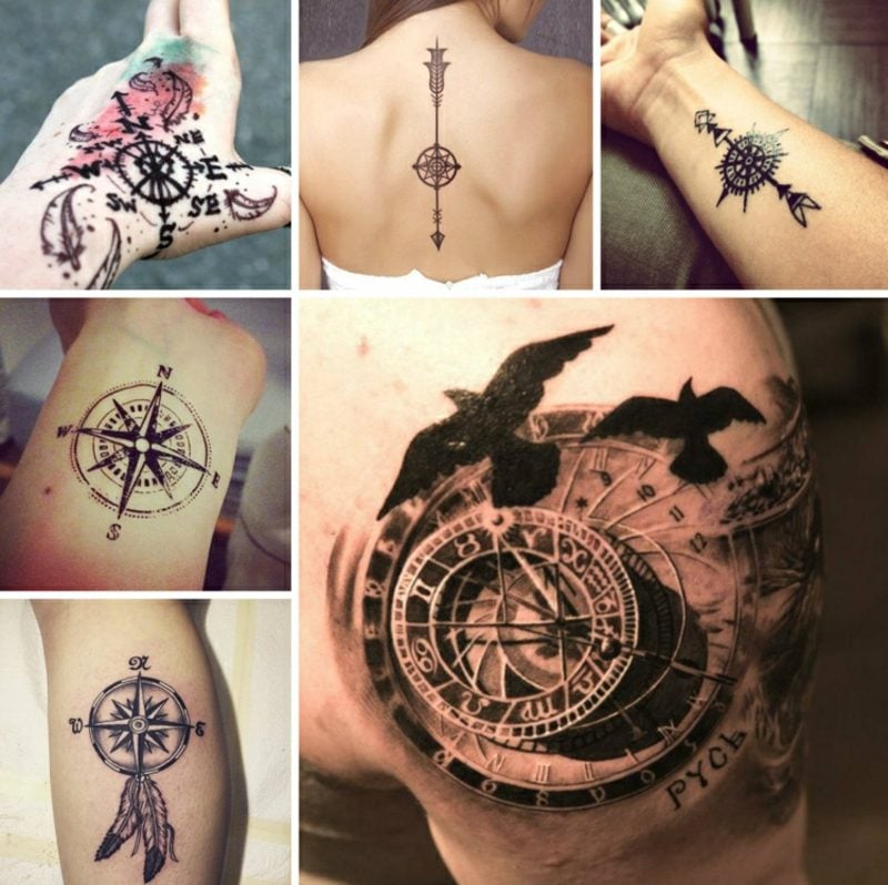 Tattoo Kompass symbolische Bedeutung 20 moderne Designs