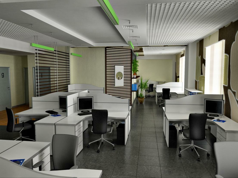 Raumgestaltung Ideen mit weißen Stühlen im Office