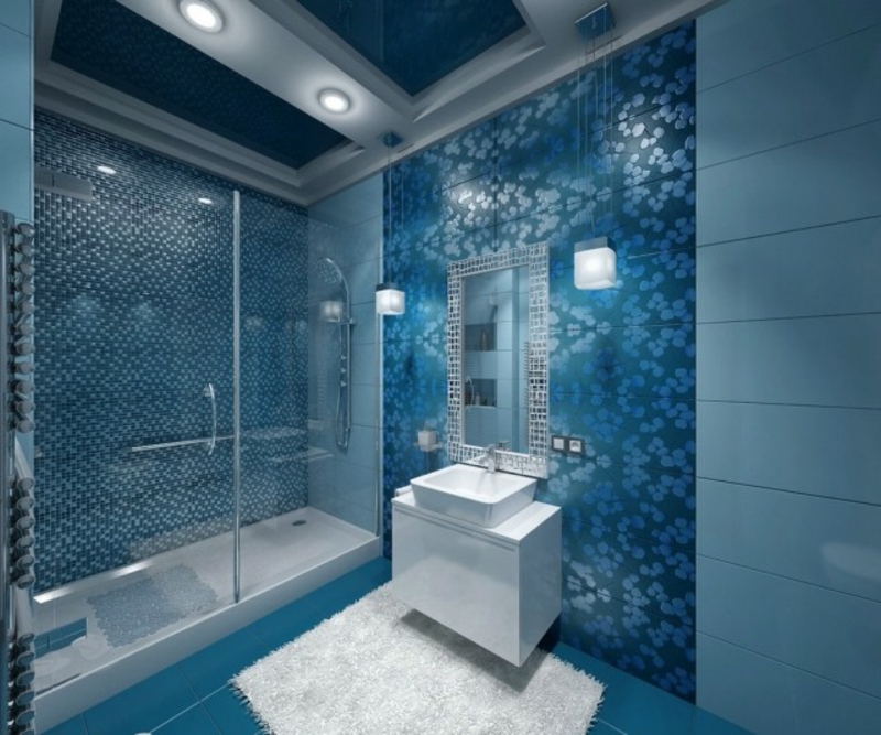 Badgestaltung blaue Mosaikfliesen