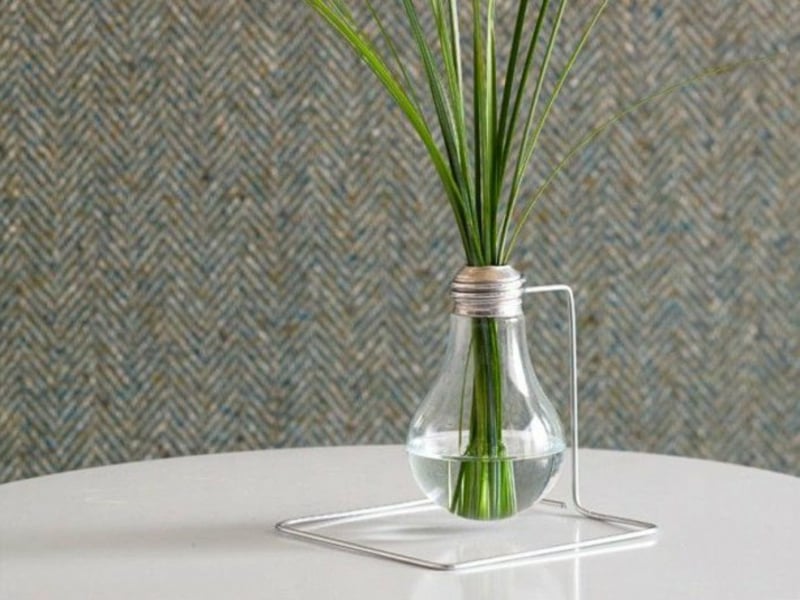 vase aus glühbirne und grass