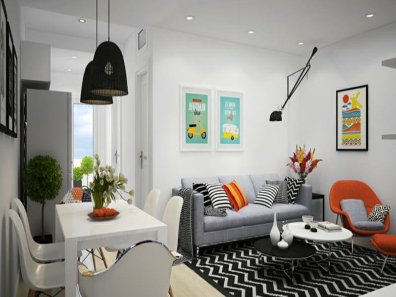designer modernes wohnzimmerteppich in schwarz und weiß
