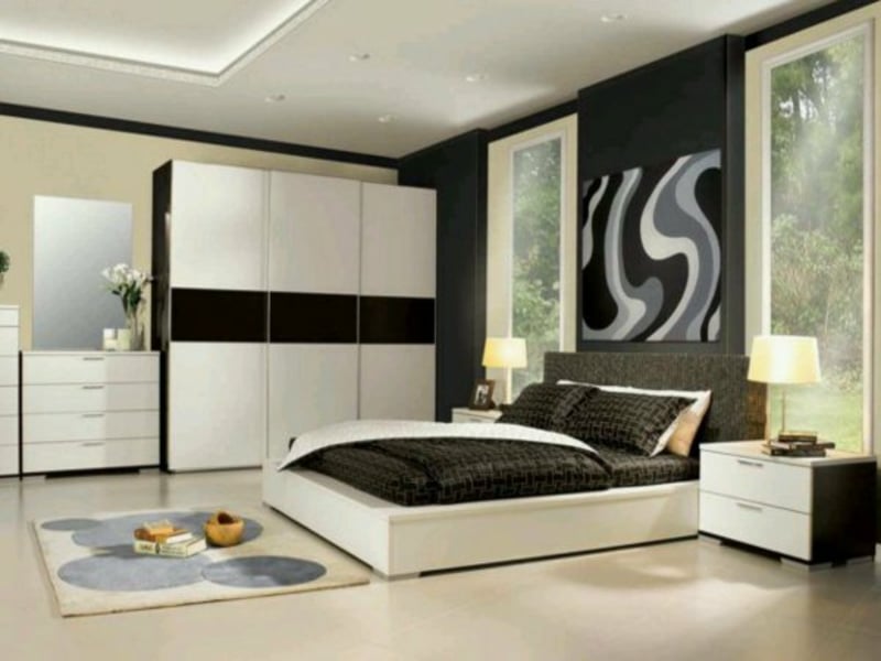 moderne schlafzimmergestaltung mit weßen schränken
