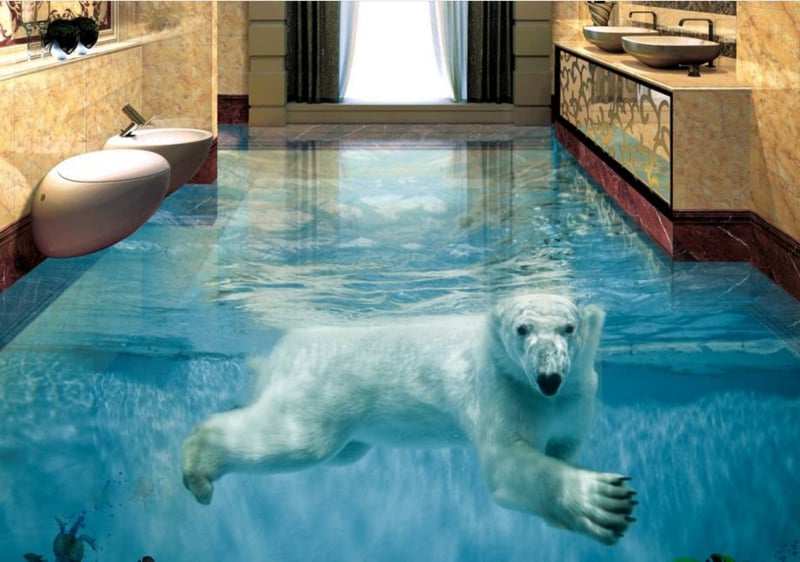 3D-Fliesen-custom-vinyl-flooring-adhesives-Polar-Bear-Underwater-World-font-b-3d-b-font-wall-mural-wallpaper