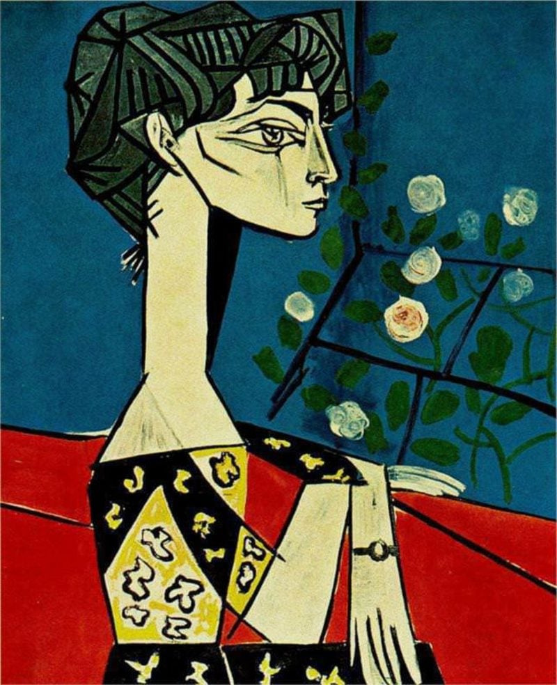 Kubismus Merkmale Jacqueline with flowers, 1954 by Picasso