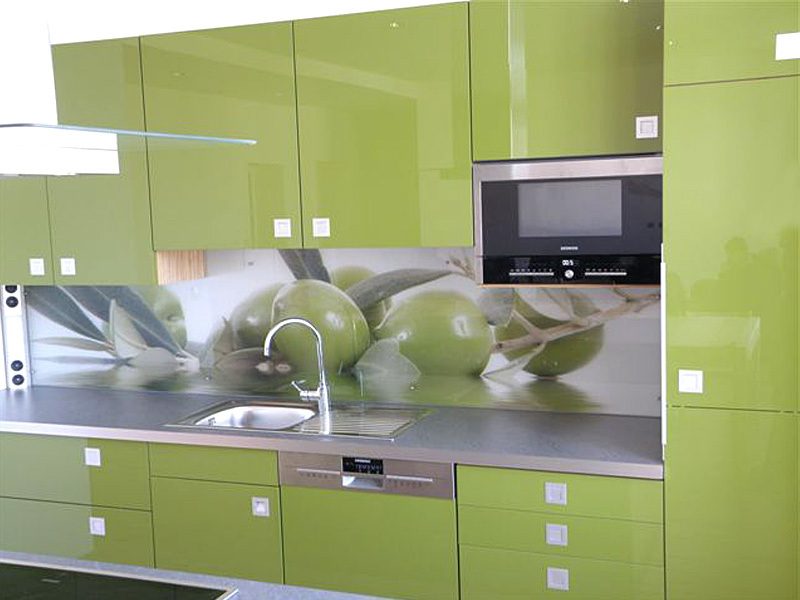 küche glasrückwand grün 