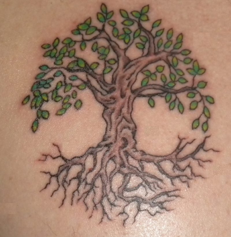 Lebensbaum Tattoo mit Grün 