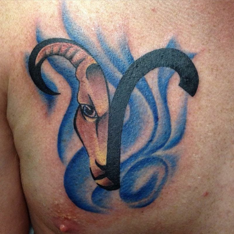 widder tattoo Blue Black Aries