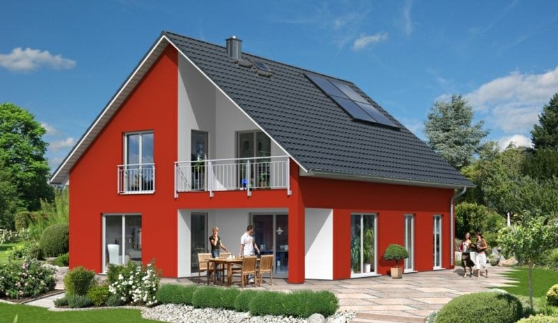 Hausfassaden Gestaltung mit Farbe Weiss und Rot