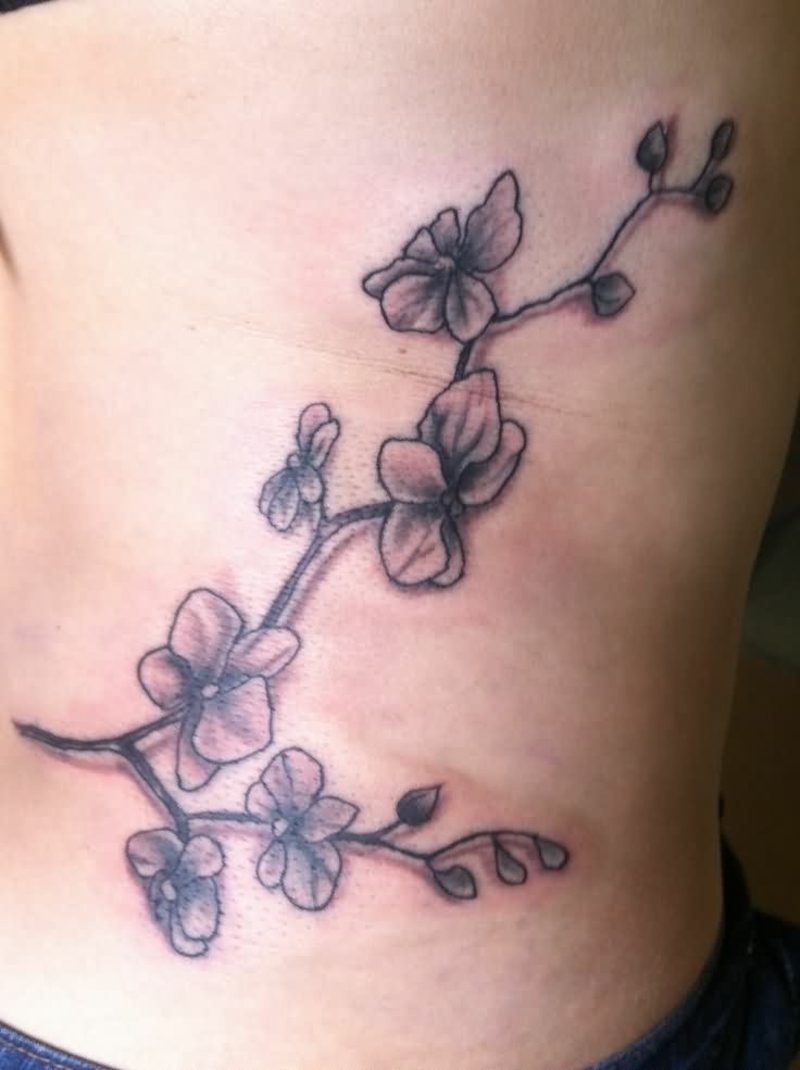 orchideen tattoo grey ink