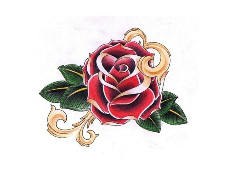 Tattoovorlagen für Unterarm Rose farbig