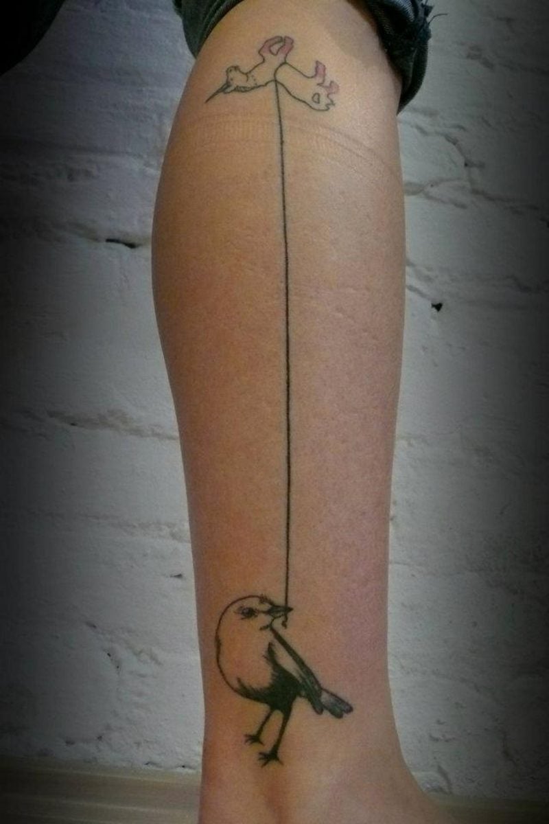 waden tattoo adorable bird leg tattoo