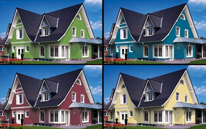 Farbgestaltung der Fassade vier Varianten