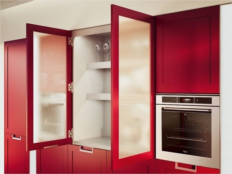 küchenfronten bekleben rot 