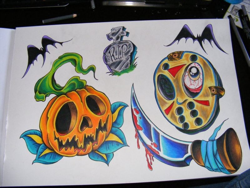 Tattoovorlage Halloween zum Ausdruck 