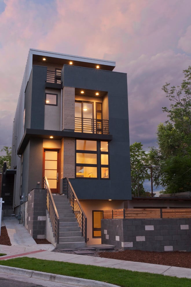 Treppengeländer selber bauen moderne Fassade 