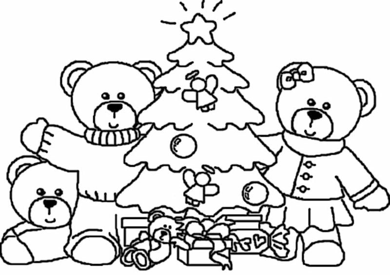 Ausmalbilder Bären feiern Weihnachten