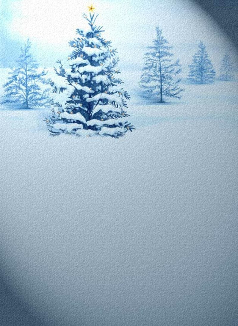 thematisches Briefpapier zu Weihnachten Tannenbaum im Schnee