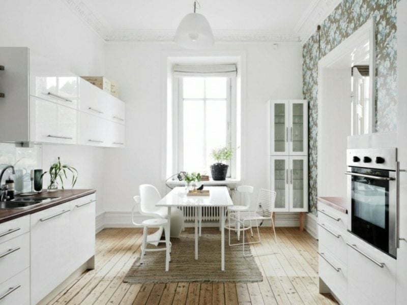 skandinavische Möbel moderne Küche im Weiss