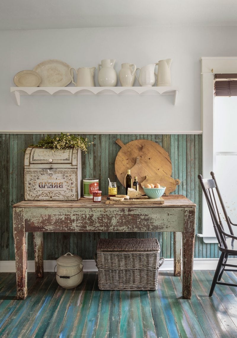 Landhaus möbel weiß braun rustikale möbel landhausstil tisch holz küche einrichten