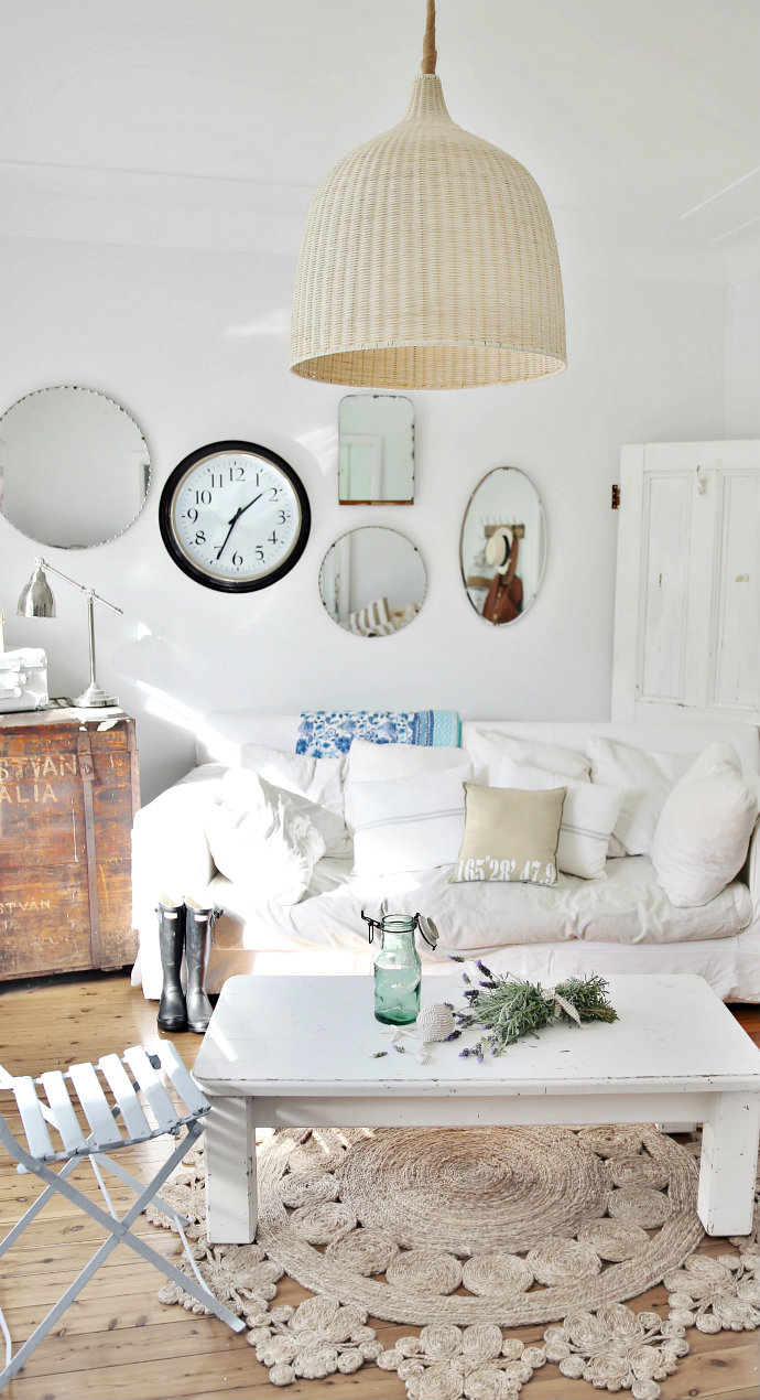 Landhausstil möbel weiß tisch holz sofa design wohnzimmer einrichten dekoideen
