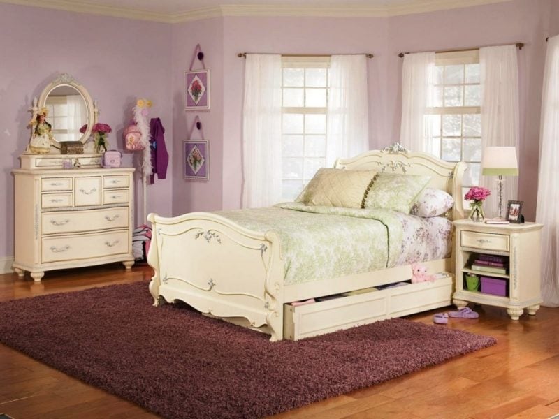 Möbel Landhausstil weiß Kinderzimmer Bett Holz Kissen Wandgestaltung beste ideen Einrichtung