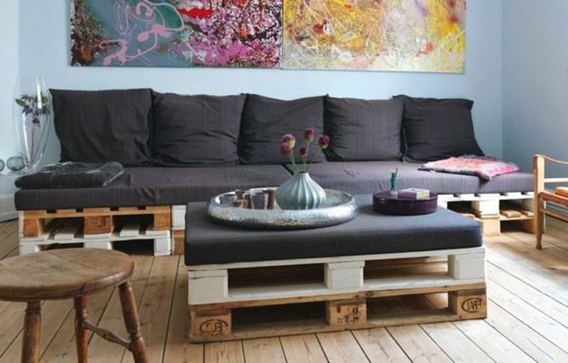 Sofa und Couchtisch aus Europaletten kreative DIY Ideen