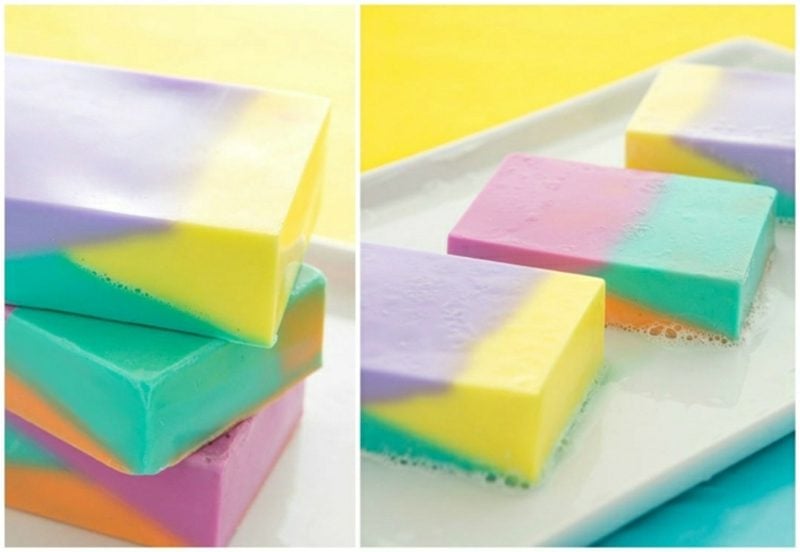 DIY Ideen originelle Seife in drei Farben 