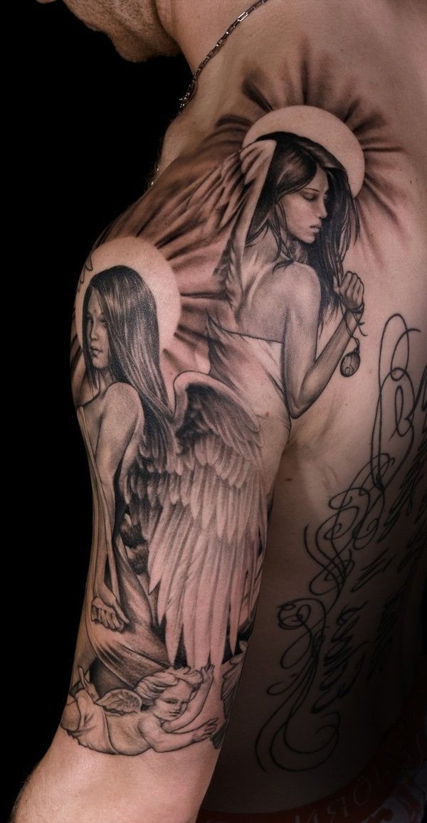 arm schulter engel tattoo ideen design tattoos männer 