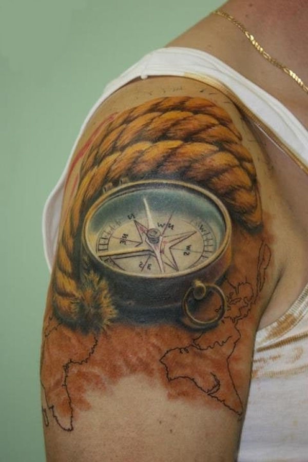 beste tattoo ideen arm kompass tattoo motive farbig tattoos männer