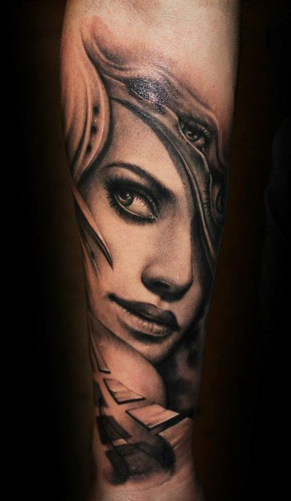 coole tattoo ideen arm porträt tattoo motive frauen männer