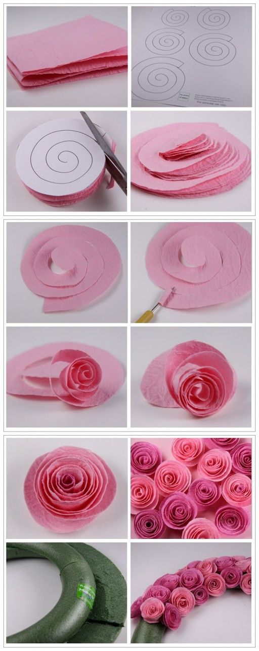 Einen Blumenkranz aus Papier können Sie auch sehr einfach basteln: 
