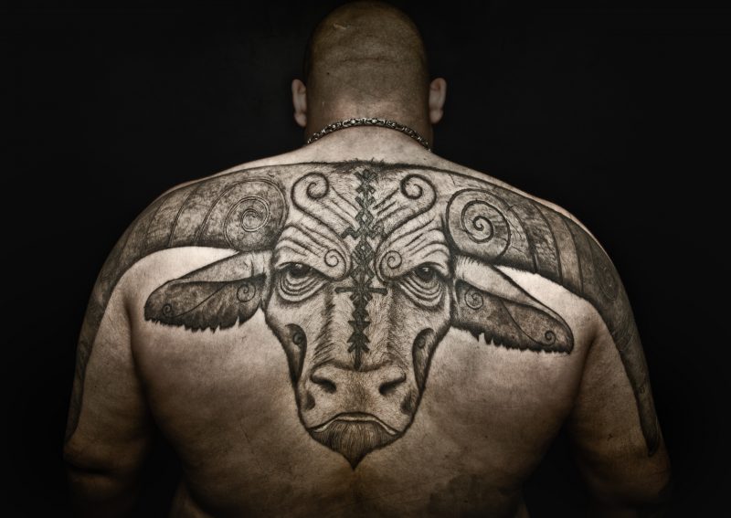 tiere tattoo ideen stier rücken tattoo männer