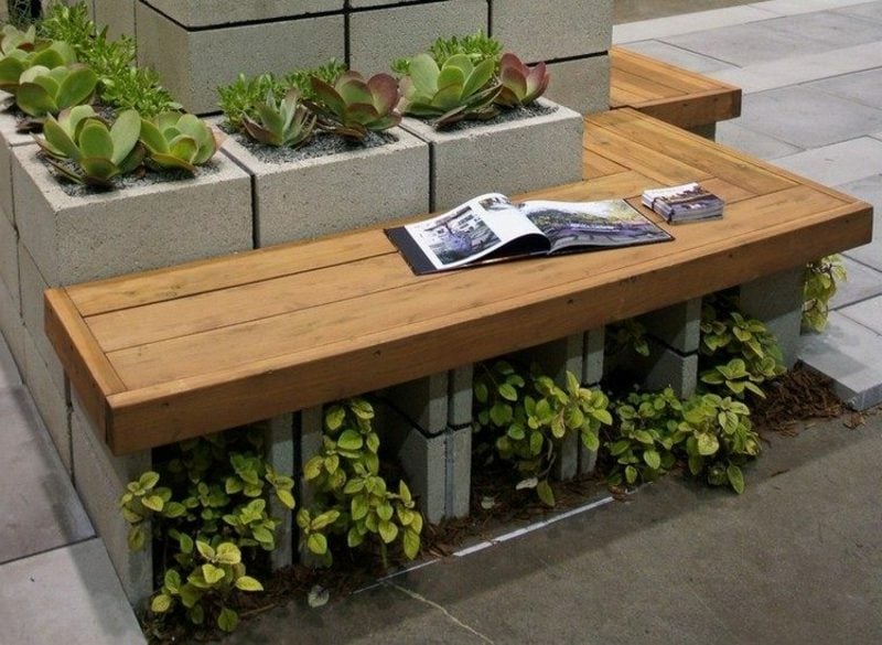 Gartenbank aus Holz kreatve Design Ideen