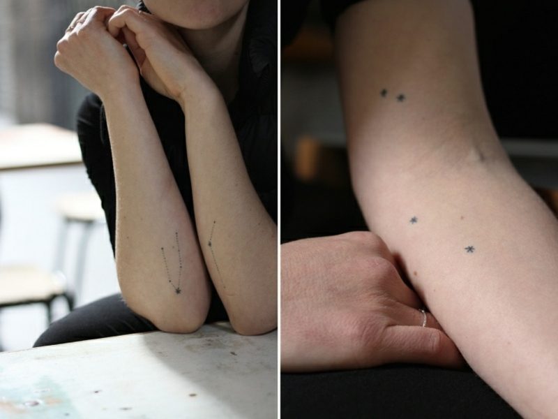 kleine Tattoos Motive Sternkarte am Arm