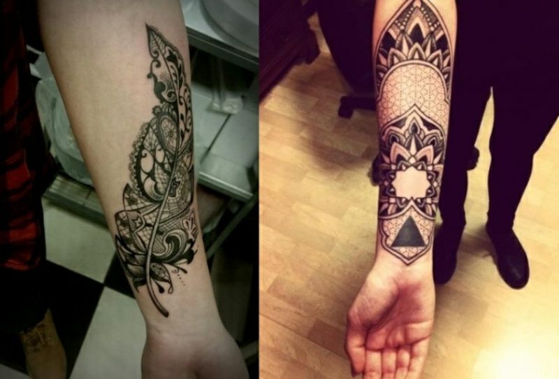 Tattoo Unterarm geometrische Motive kreative Ideen Frauen. 