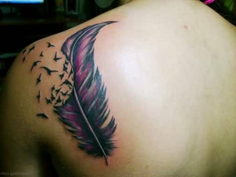 tattoo feder mit vögel 