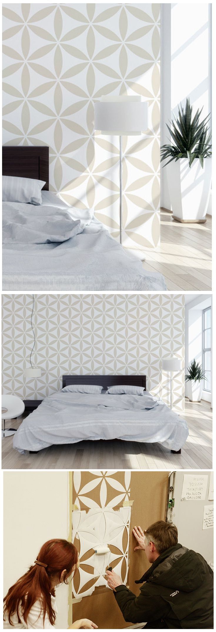 Geometrische Formen als Wandgestaltung im Schlafzimmer