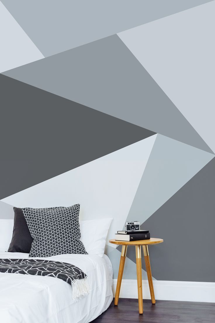 geometrische muster streichen wandgestaltung schlafzimmer dreiecke figuren geometrisches zenideen dinding skandinavischer kamar soto camilo wandtapete farben formen innendesign wallpapertip pola