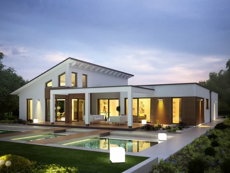 Einfamilienhaus gross mit Pool modernes Design