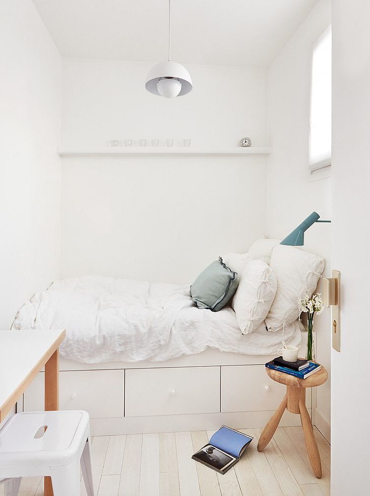 kleines schlafzimmer einrichten skandinavischer stil ideen bett weiß