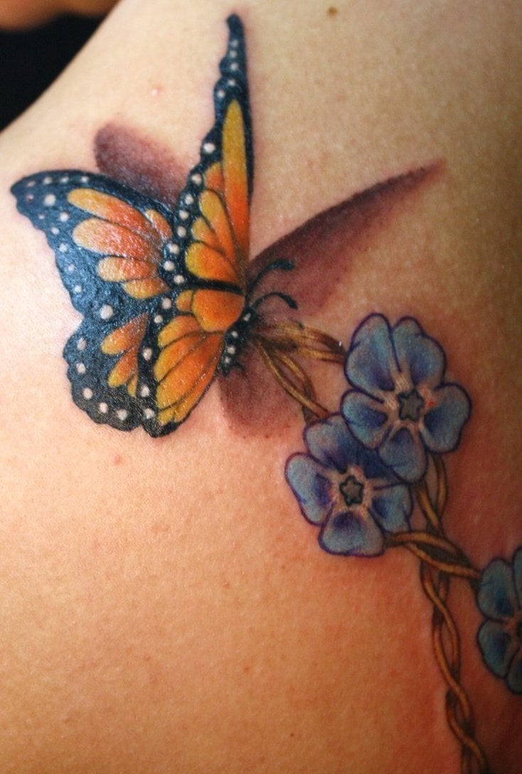 Tattoo Schmetterlinge Frauen farbig