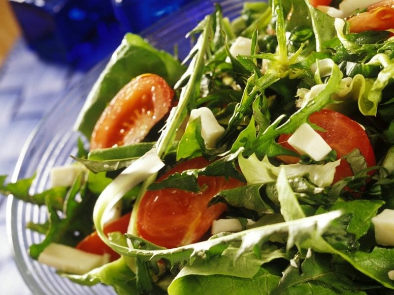 kohlenhydratarmes Essen schneller Salat mit Käse und Rucola
