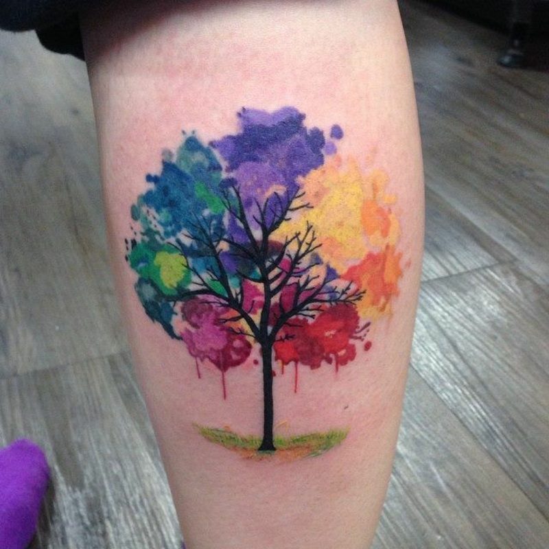 Watercolor Tattoo Bein herrliche Farbgestaltung