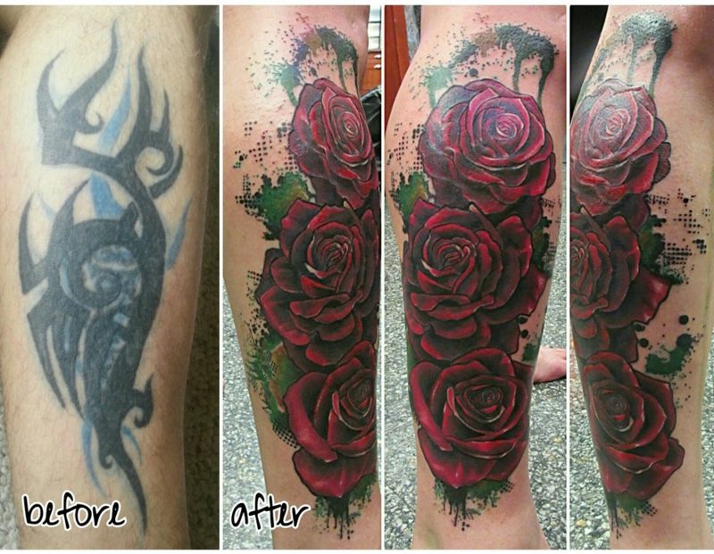 Cover up Tattoo Bein moderne Designideen