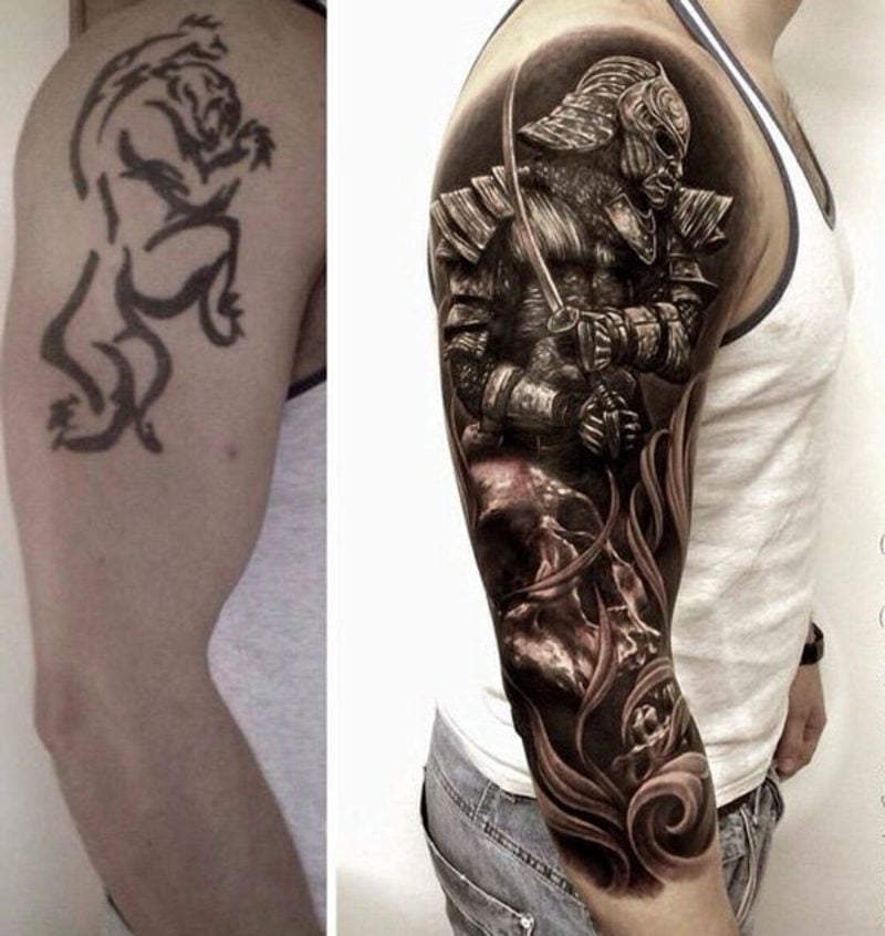 Cover up Tattoo Mann Arm Schulter