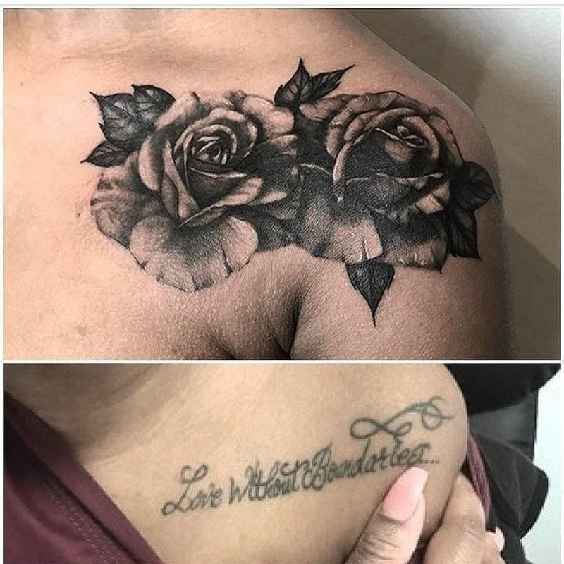 Cover up Tattoo Brust Schulter