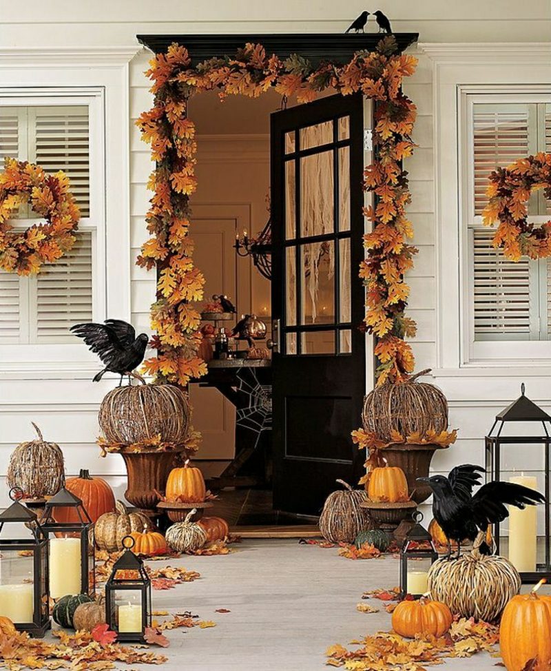 eindrucksvolle Herbstdeko für den Hauseingang Bastelideen