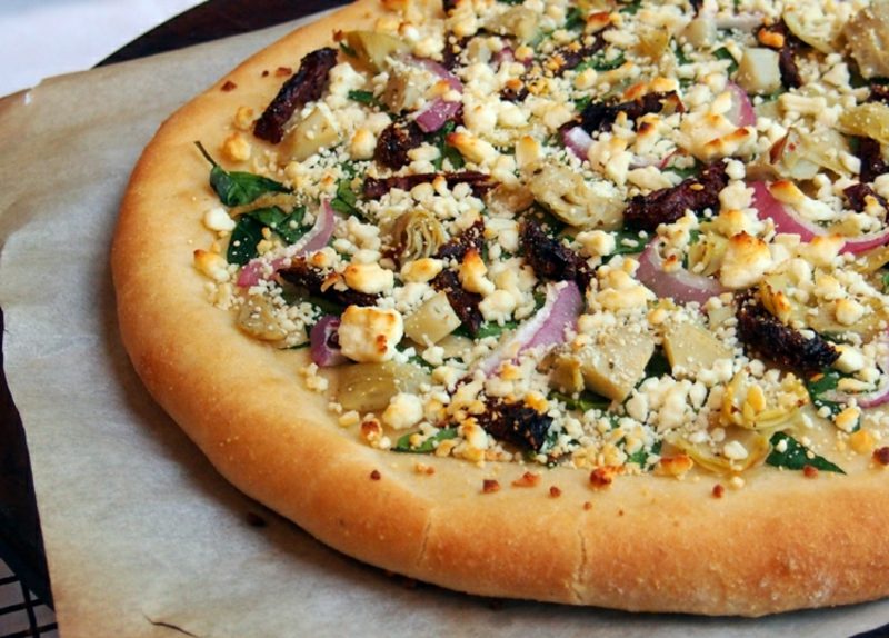 Pizza belegan veganer Feta Käse